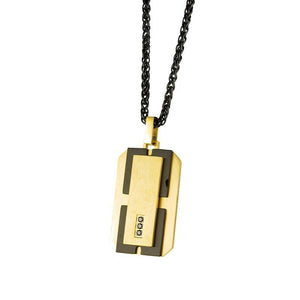 Gold-Tone & Black Dog Tag Necklace